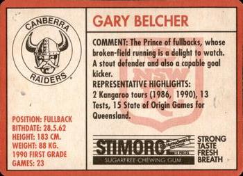 1991 Stimorol NRL #3 Gary Belcher Back